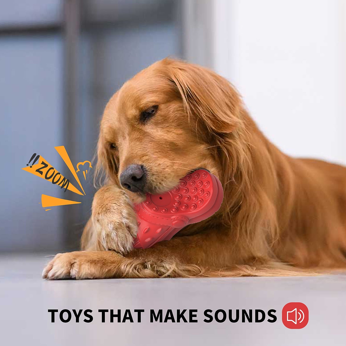 Ultimate Squeaky Chew Toy for Large Dogs – 100% Safe Natural Rubber with Irresistible Beef Flavor for Aggressive Chewers