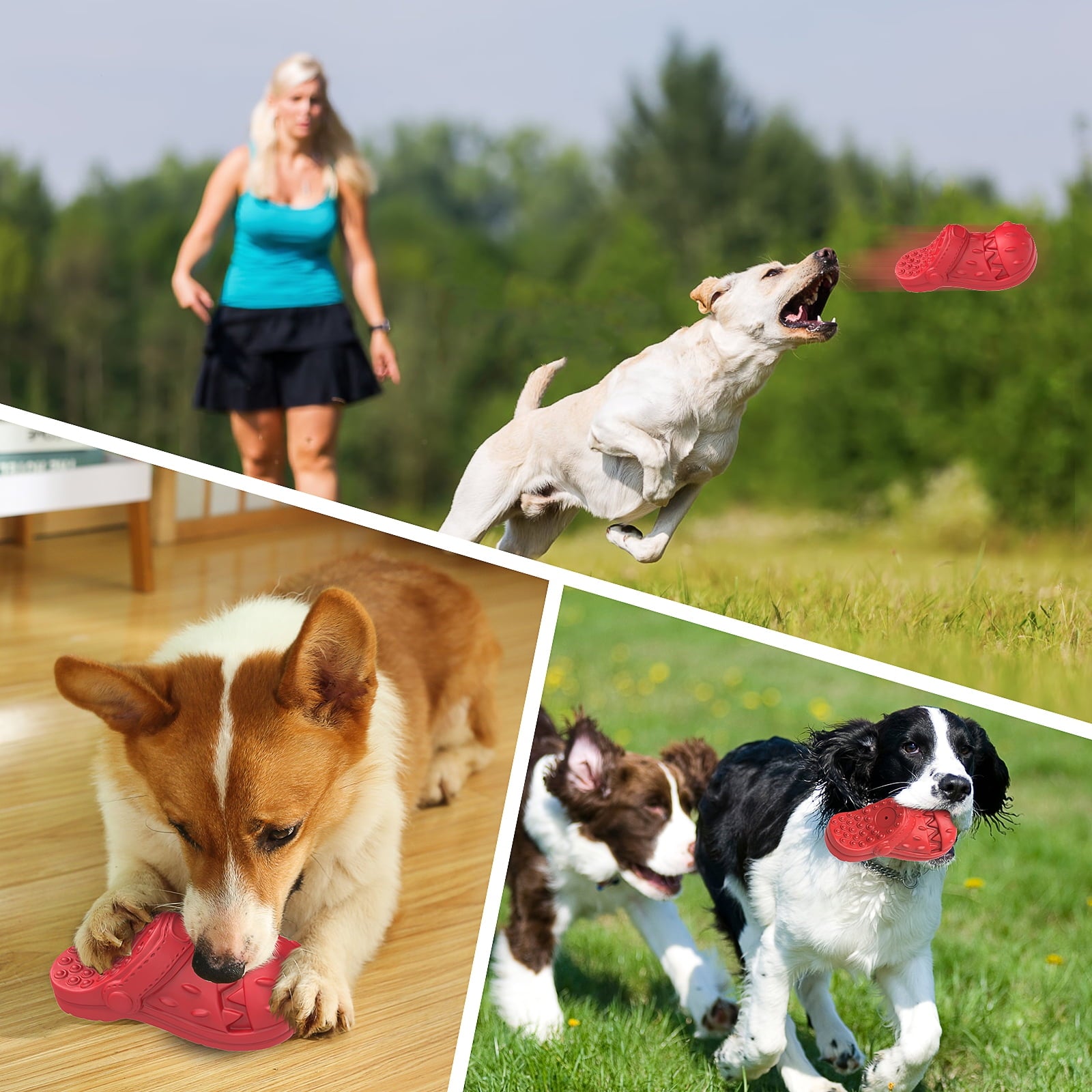 Ultimate Squeaky Chew Toy for Large Dogs – 100% Safe Natural Rubber with Irresistible Beef Flavor for Aggressive Chewers