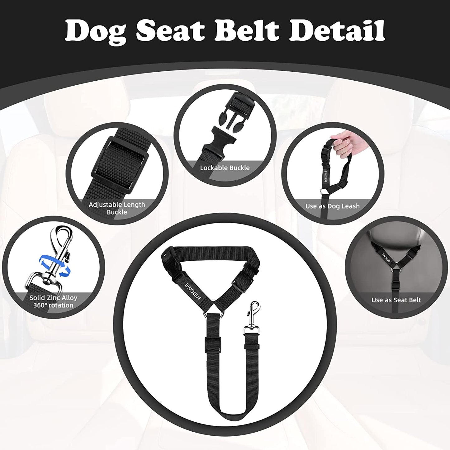 Ultimate Dog Seat Belt for Safe Car Travel - Adjustable 18-30 inches, Dual Functionality as Leash, Perfect for Dogs and Cats