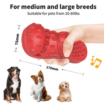 Ultimate Squeaky Chew Toy for Large Dogs – 100% Safe Natural Rubber with Irresistible Beef Flavor for Aggressive Chewers