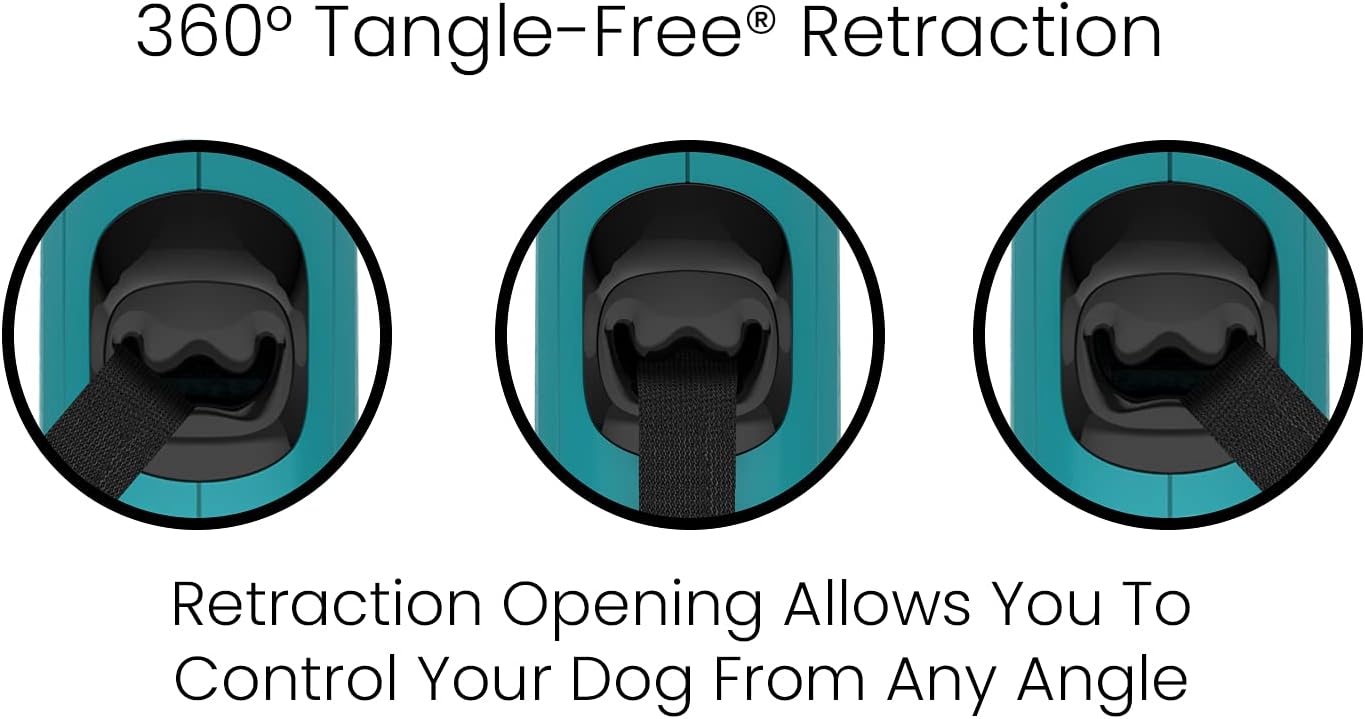 Experience Freedom with the Monochrome 360° Tangle-Free Retractable Dog Leash - 16 Ft for Small Dogs in Aqua