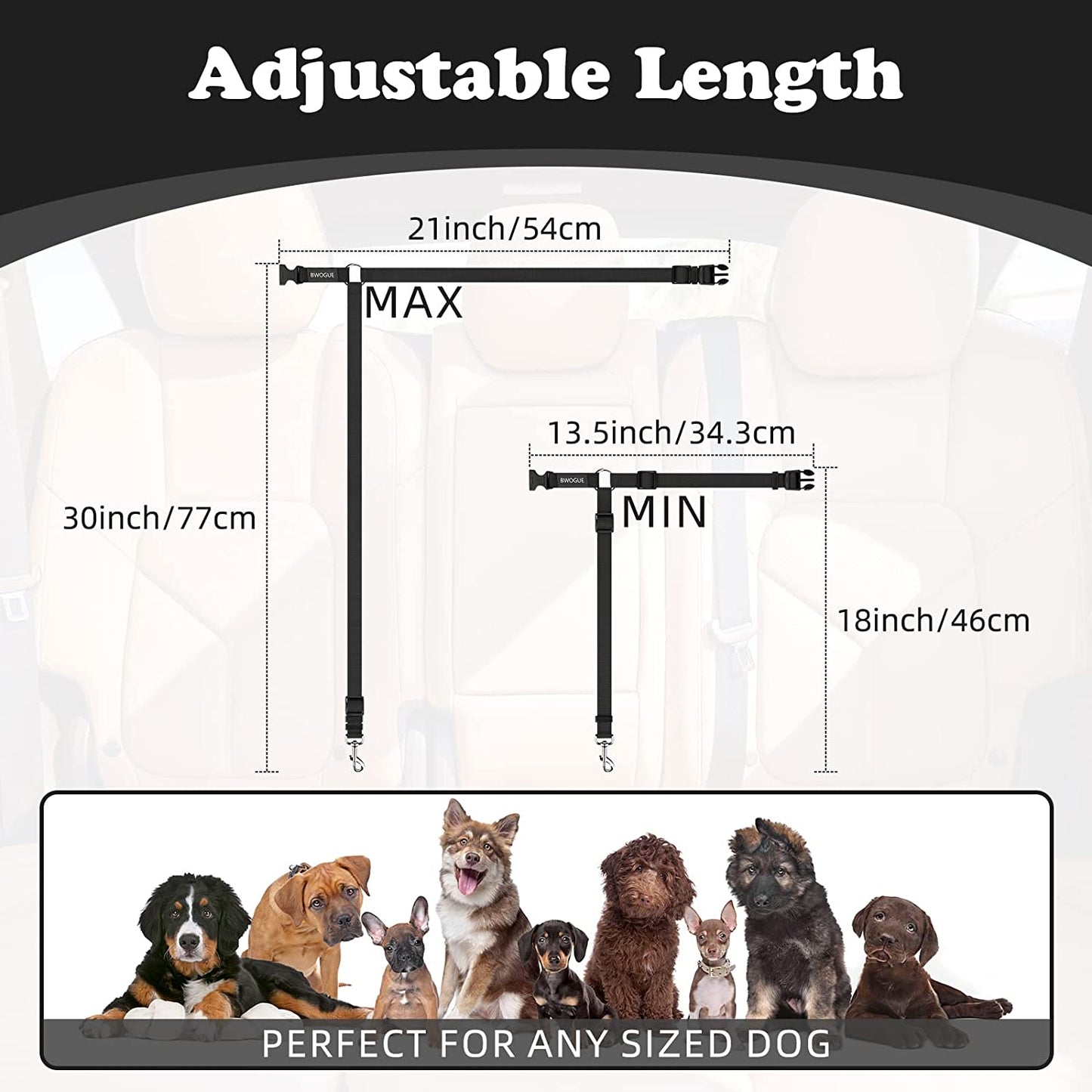 Ultimate Dog Seat Belt for Safe Car Travel - Adjustable 18-30 inches, Dual Functionality as Leash, Perfect for Dogs and Cats