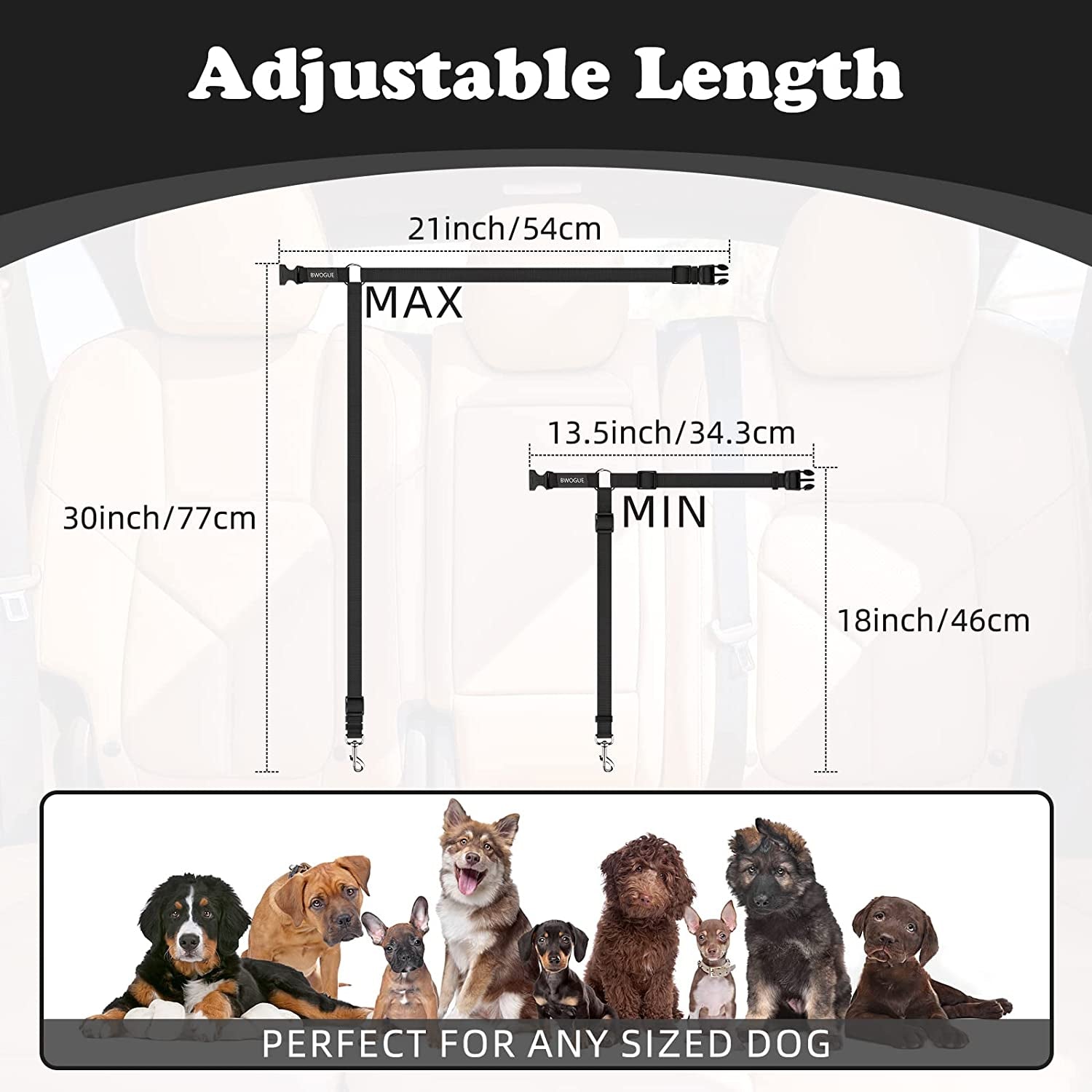 Ultimate Dog Seat Belt for Safe Car Travel - Adjustable 18-30 inches, Dual Functionality as Leash, Perfect for Dogs and Cats
