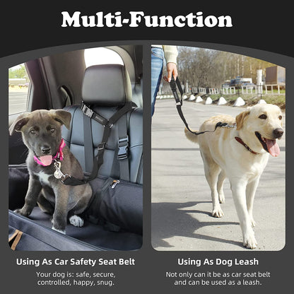 Ultimate Dog Seat Belt for Safe Car Travel - Adjustable 18-30 inches, Dual Functionality as Leash, Perfect for Dogs and Cats