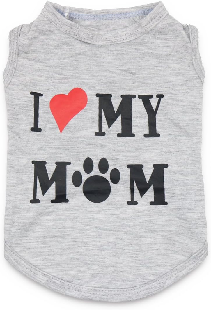 Adorable I Love My Mom Dog T-Shirt for Small Breeds - Perfect for Your Little Companion!