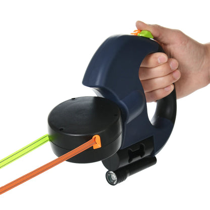 Experience Hassle-Free Walks with Our 3M Retractable Reflective Dual Dog Leash for Small Pets – Tangle-Free Design with Built-in Lights!