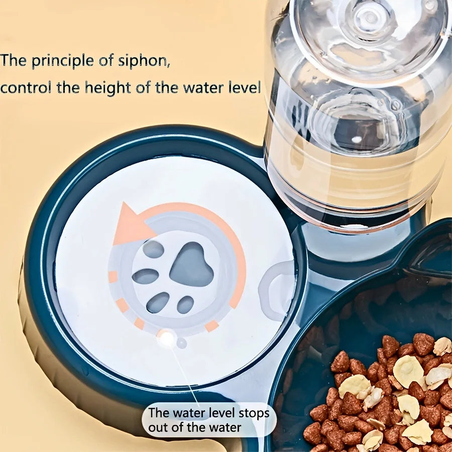 Elevate Your Pet's Dining Experience with Our 3-in-1 Tilted Cat Bowl Set Featuring a Convenient Water Dispenser