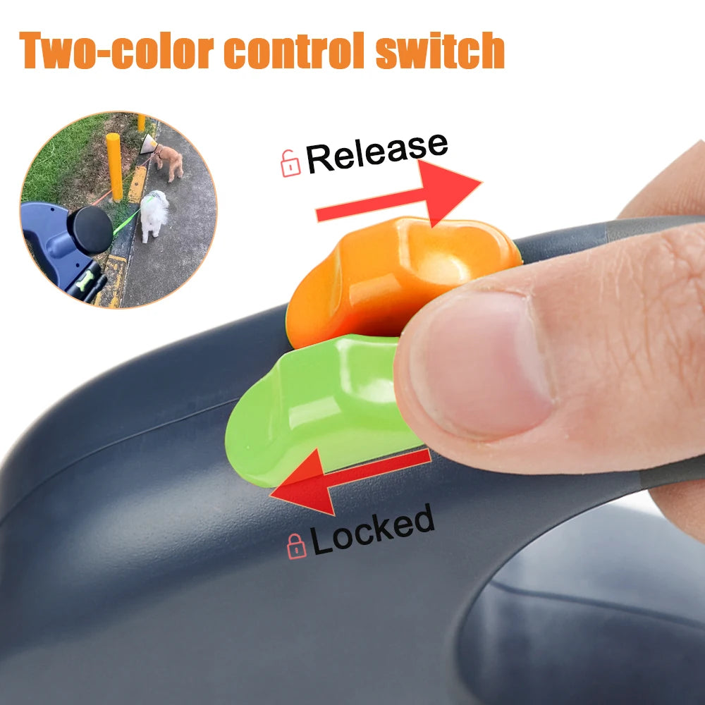 Experience Hassle-Free Walks with Our 3M Retractable Reflective Dual Dog Leash for Small Pets – Tangle-Free Design with Built-in Lights!