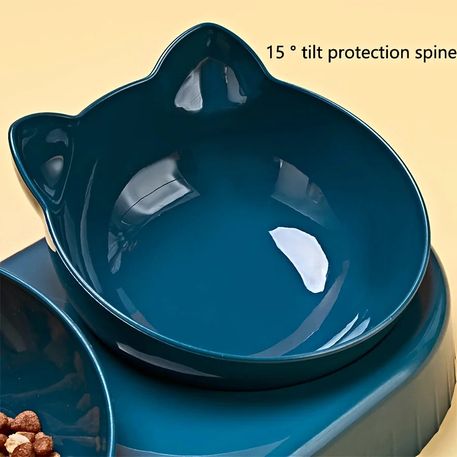 Elevate Your Pet's Dining Experience with Our 3-in-1 Tilted Cat Bowl Set Featuring a Convenient Water Dispenser