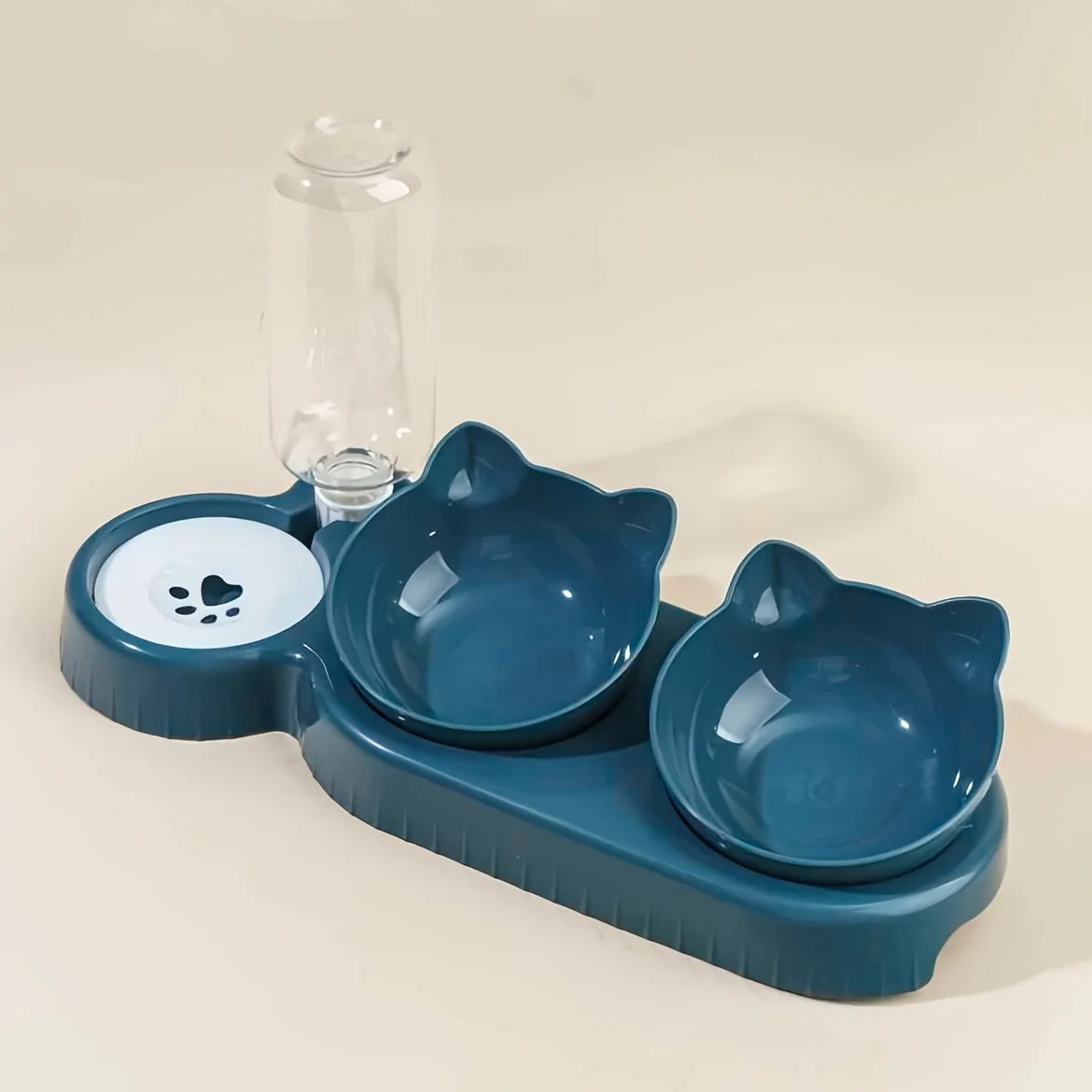 Elevate Your Pet's Dining Experience with Our 3-in-1 Tilted Cat Bowl Set Featuring a Convenient Water Dispenser