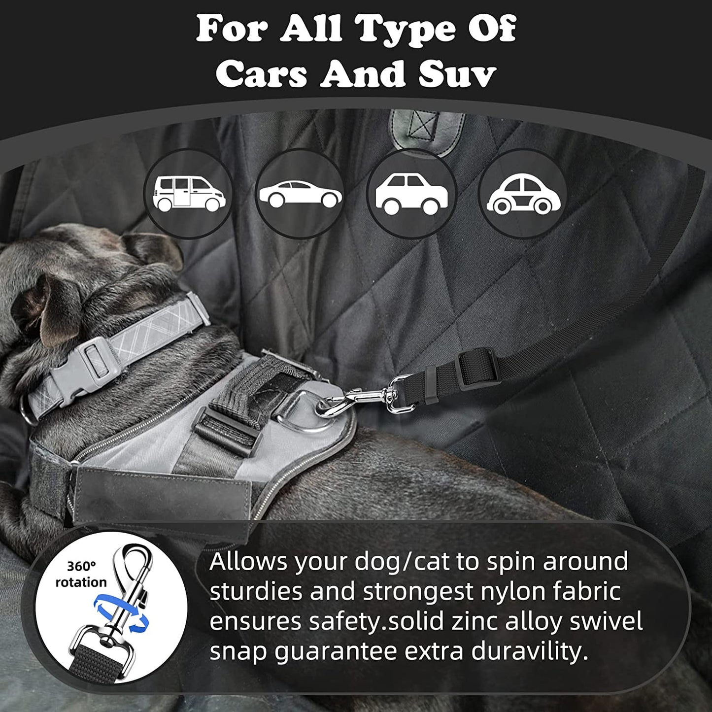 Ultimate Dog Seat Belt for Safe Car Travel - Adjustable 18-30 inches, Dual Functionality as Leash, Perfect for Dogs and Cats