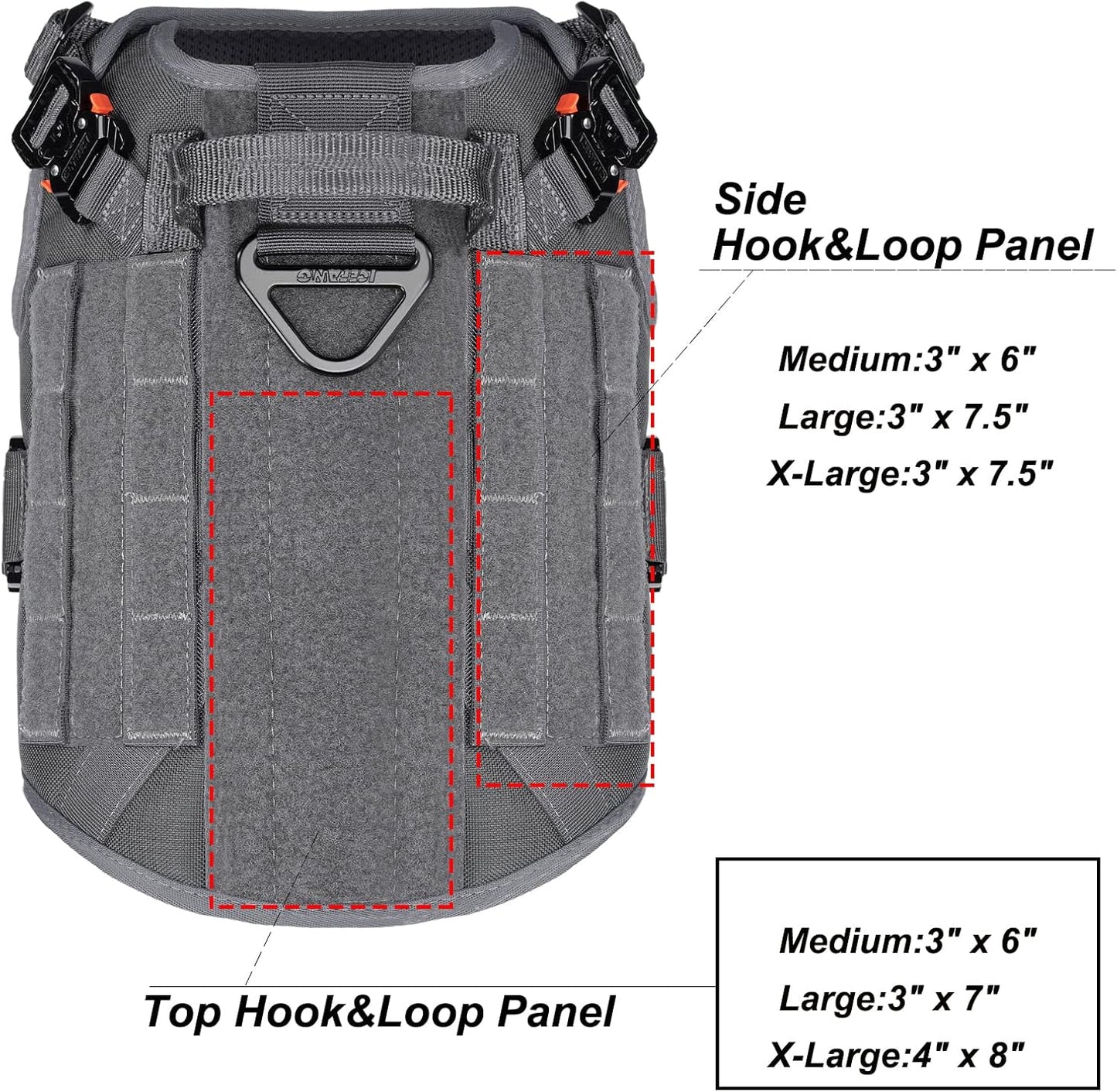 Premium Tactical Dog Harness for Medium Breeds - Full Metal Buckles, MOLLE Compatible, Reflective, Adjustable with 2 Leash Clips and Control Handle - No Pull Design in Stylish Grey