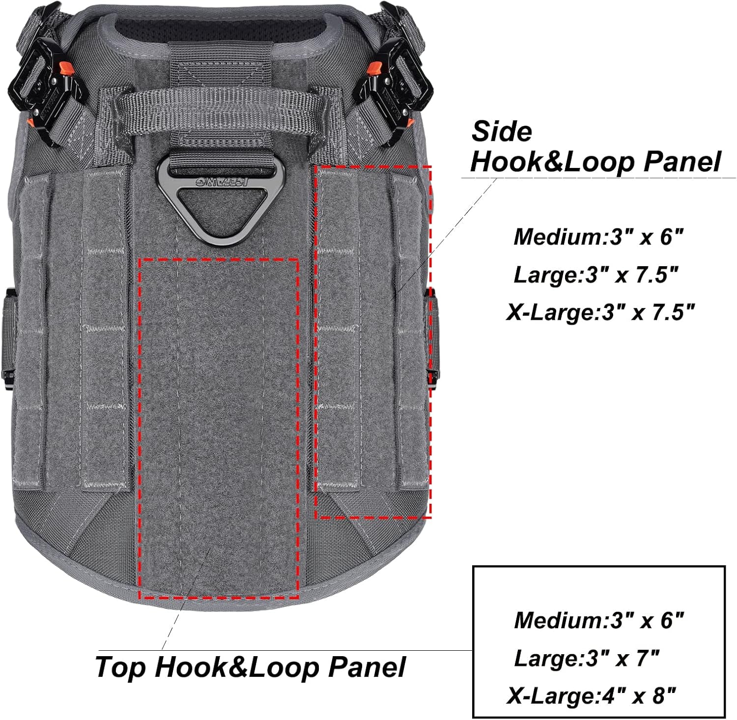 Premium Tactical Dog Harness for Medium Breeds - Full Metal Buckles, MOLLE Compatible, Reflective, Adjustable with 2 Leash Clips and Control Handle - No Pull Design in Stylish Grey