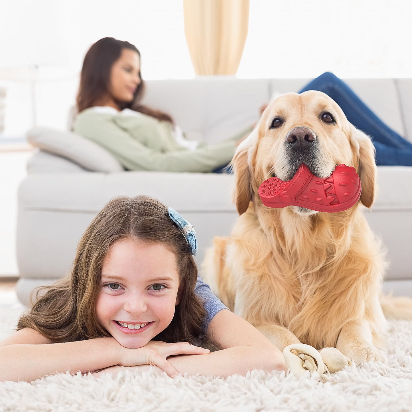 Ultimate Squeaky Chew Toy for Large Dogs – 100% Safe Natural Rubber with Irresistible Beef Flavor for Aggressive Chewers